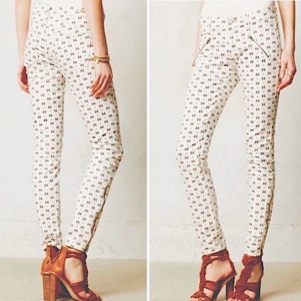 ANTHROPOLOGIE Pilcro and the Letterpress Serif Skinny Jeans Off-White NWT